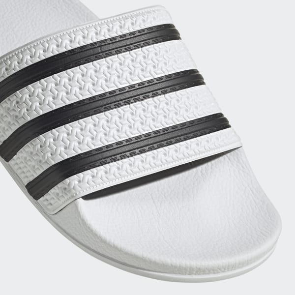 black white adidas slides
