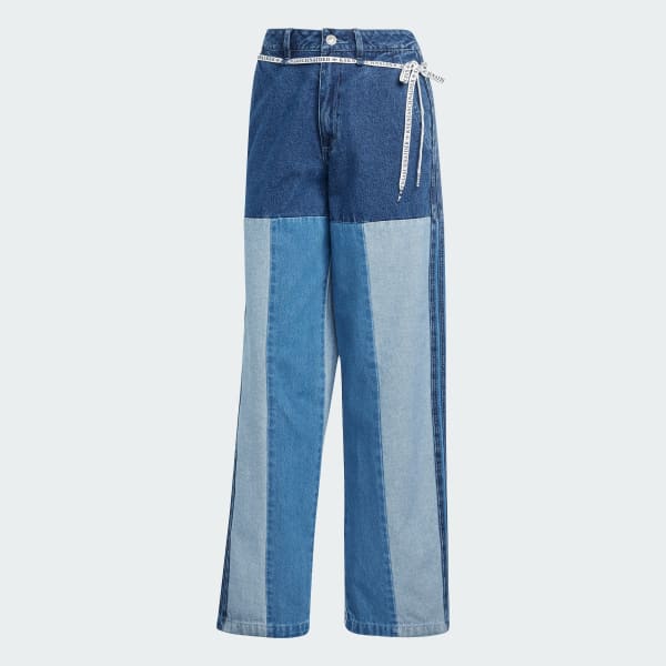 adidas Kseniaschnaider Patchwork Straight Leg Jeans - Blue | Free Shipping  with adiClub | adidas US