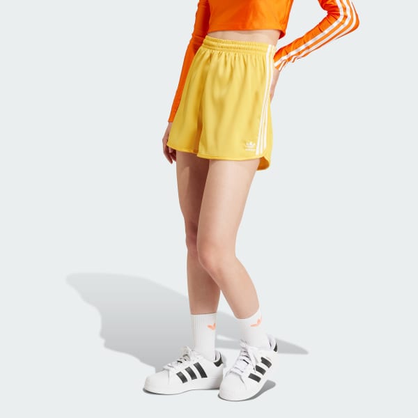 Adidas 3 stripe shorts womens yellow store