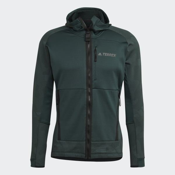 Πράσινο Terrex Tech Flooce Hooded Hiking Fleece Jacket