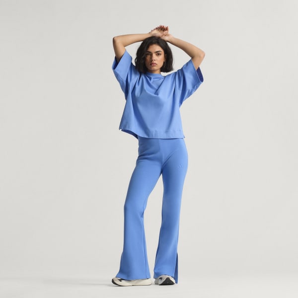 Blu T-shirt morbida, ampia e raffinata