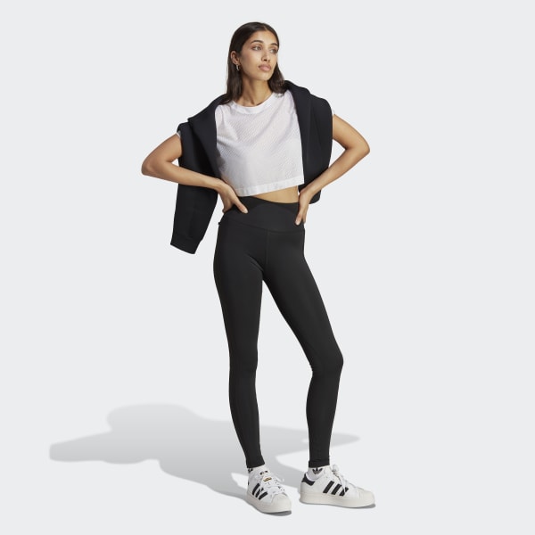 Adidas originals three stripe leggings discount with vintage logo in black