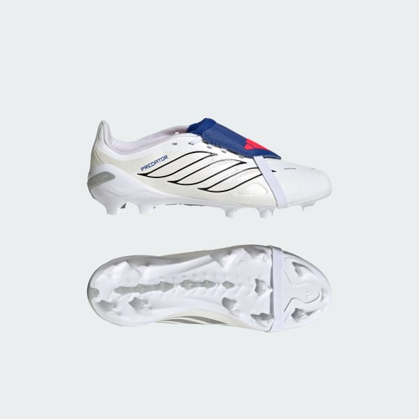 Weiss PREDATOR LEAGUE Fold-Over Tongue Firm Ground Kids Fußballschuh