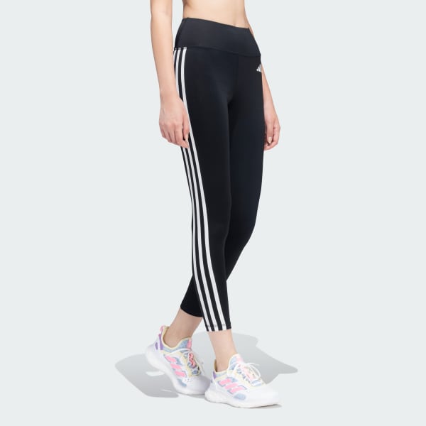 Black Train Essentials 3-Stripes 7/8 Tights