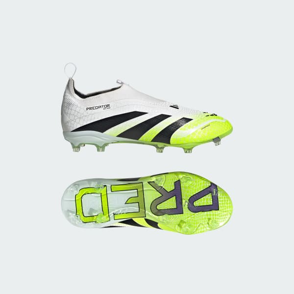 White Predator Elite Laceless Firm Ground Boots Kids