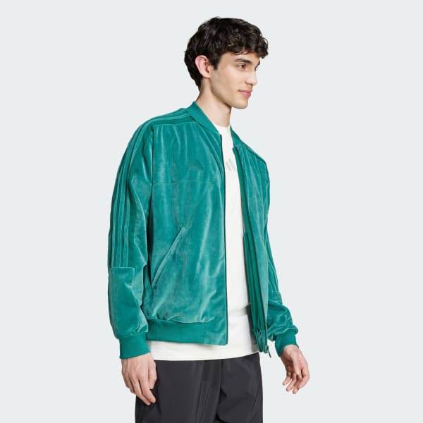 zelená House of Tiro Velour Bomber Jacket