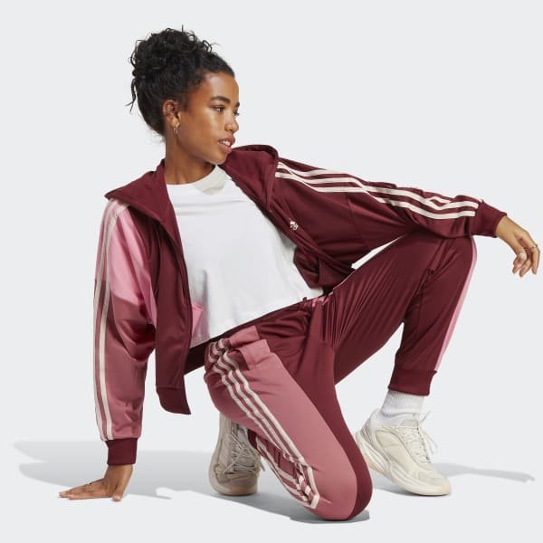 Burgundy womens shop adidas tracksuit