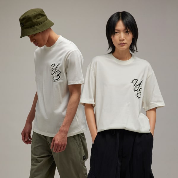 White Y-3 Graphic Short Sleeve Tee