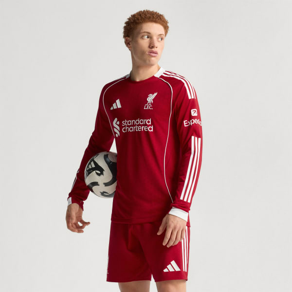 Rot FC Liverpool 25/26 langärmeliges Heimtrikot Authentic