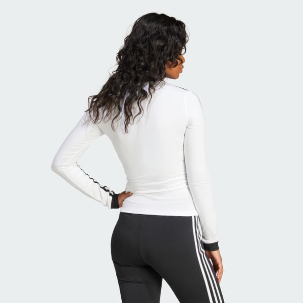 White 브이넥 긴팔 셔츠