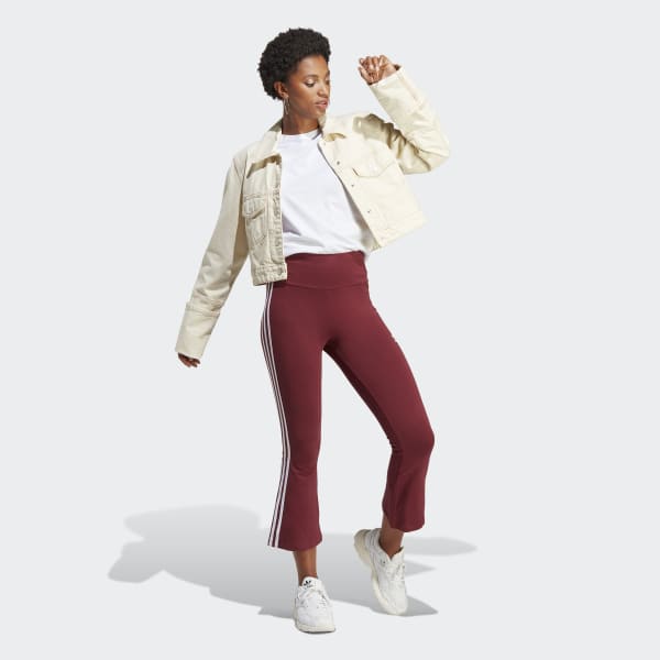 Bordowy Adicolor Classics 3-Stripes 7/8 Flare Leggings