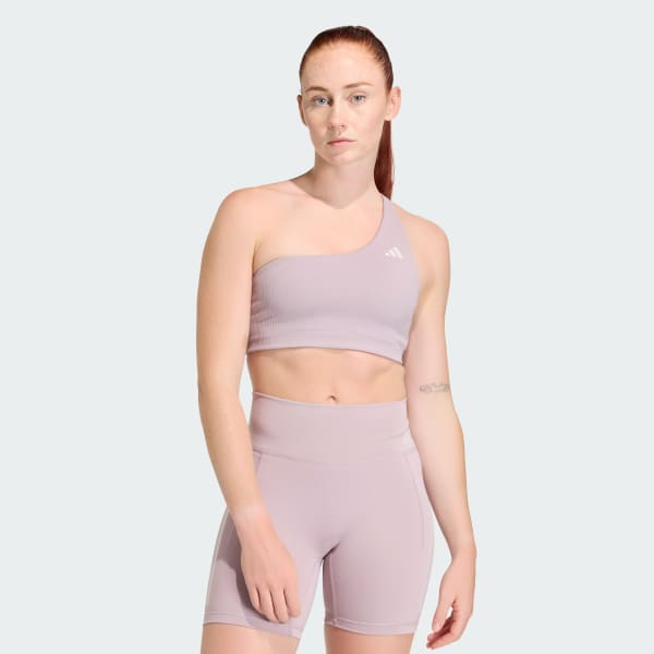 Lila Optime Workout Rib One-Shoulder-BH mit leichtem Halt