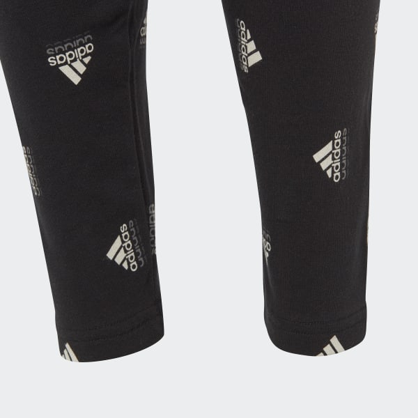 Negro Mallas de Algodón Estampadas Brand Love Corte Medio