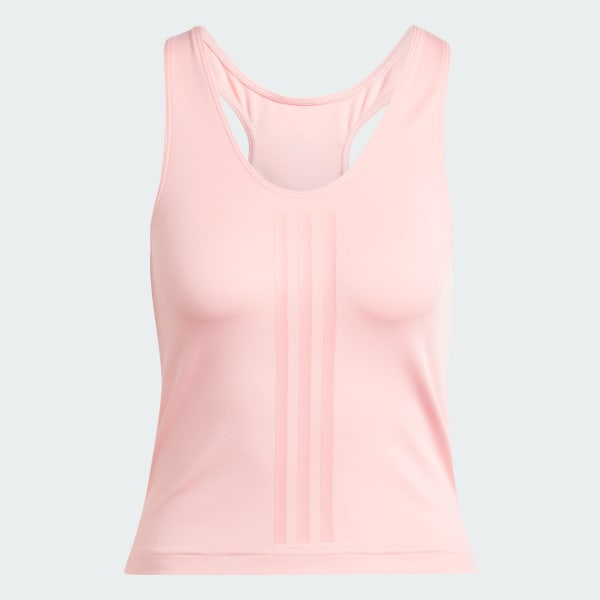 Rosa Playera sin mangas Doble Vista Power 3 Franjas Ajustada