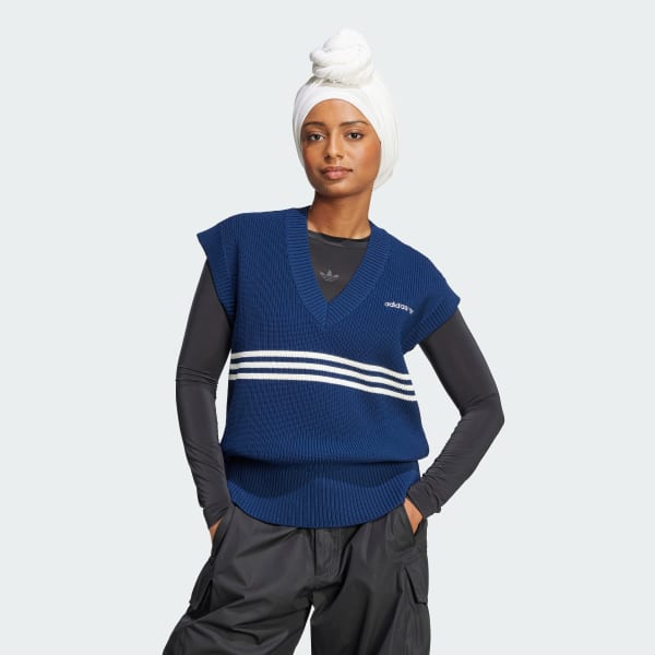 アディダス スリーストライプス ニットベスト - ブルー | アディダス