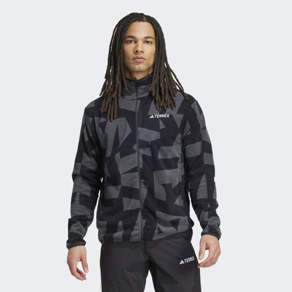adidas Terrex Multi Printed Full-Zip Fleece Jacket - Black | Free