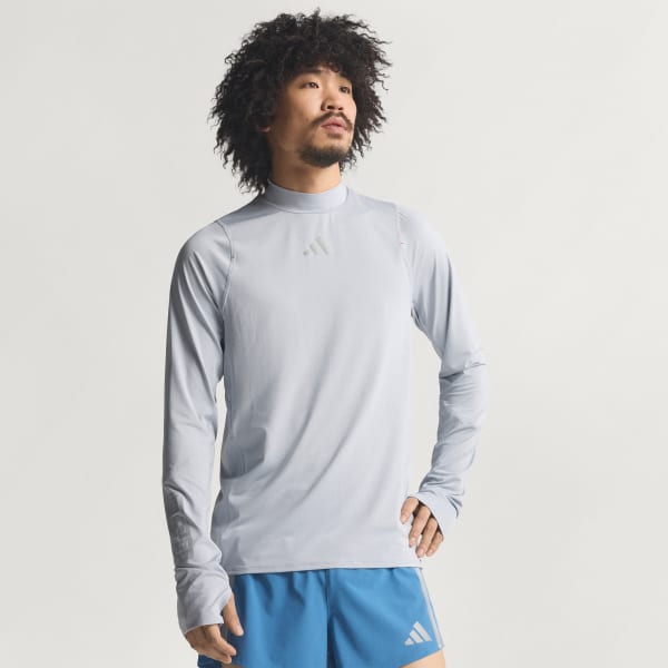 グレー アディゼロ 駅伝 ランニング長袖Tシャツ