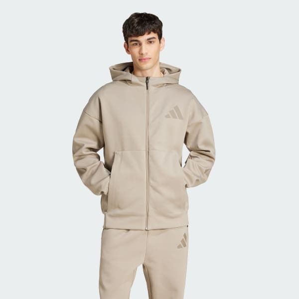 Beige Z.N.E. Full-Zip Hooded Träningsjacka