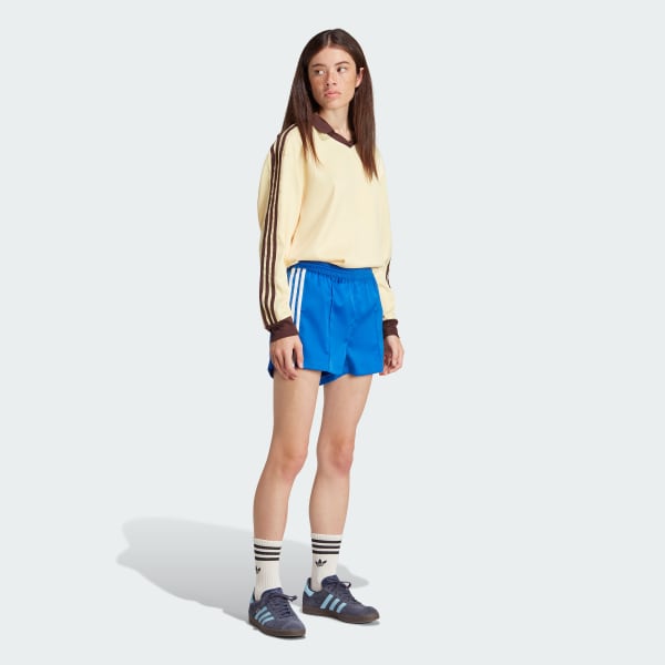 Azul Shorts 3 Franjas Satén