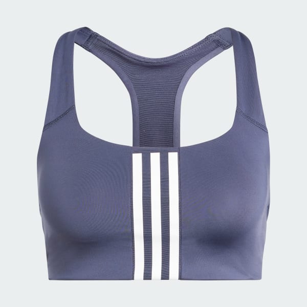 Blue Powerimpact Training Medium-Support 3-Stripes Bra