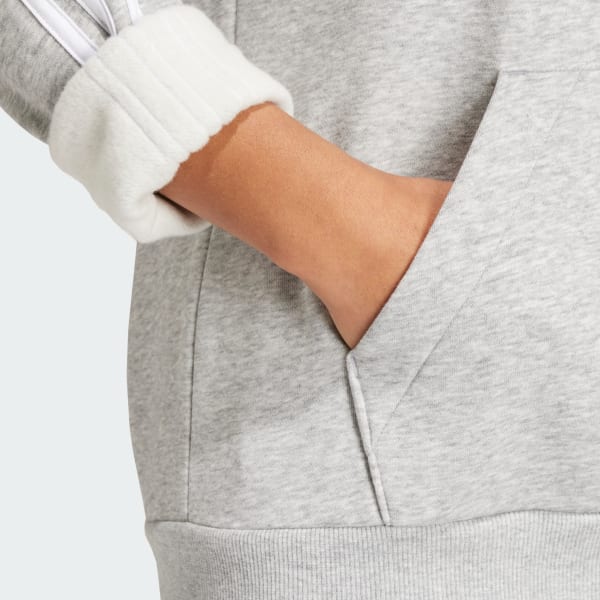 adidas Essentials Fleece 3-Stripes Full-Zip Hoodie - Grey | women 