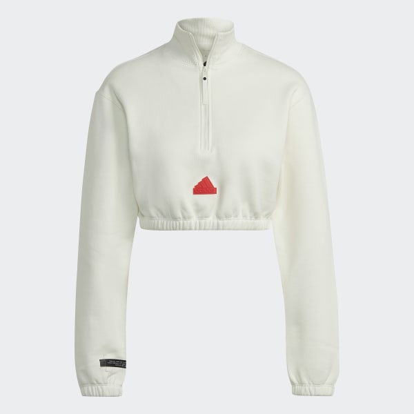 Hvit Cropped Half-Zip Genser L4672