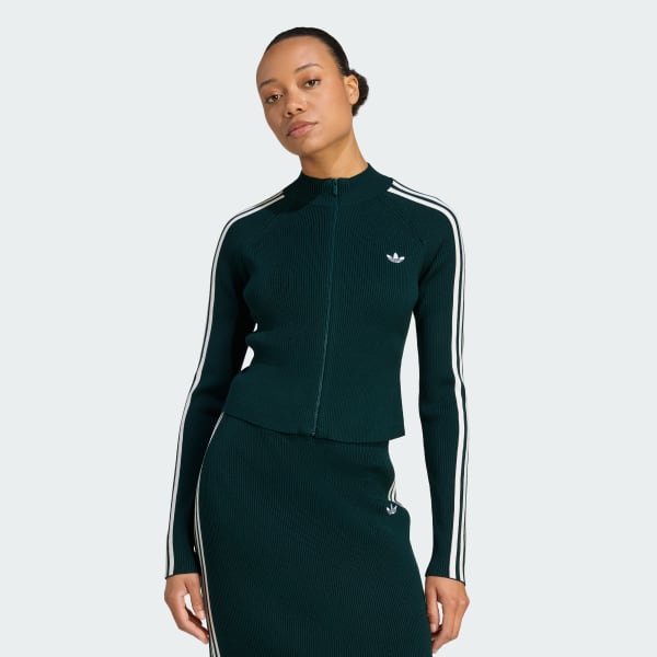 Gronn Adicolor 3-Stripes Slim Knit Treningsoverdel