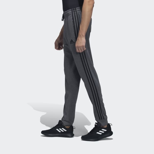 adidas ESSENTIALS FRENCH TERRY TAPERED-CUFF 3-STRIPES PANTS - Grey ...