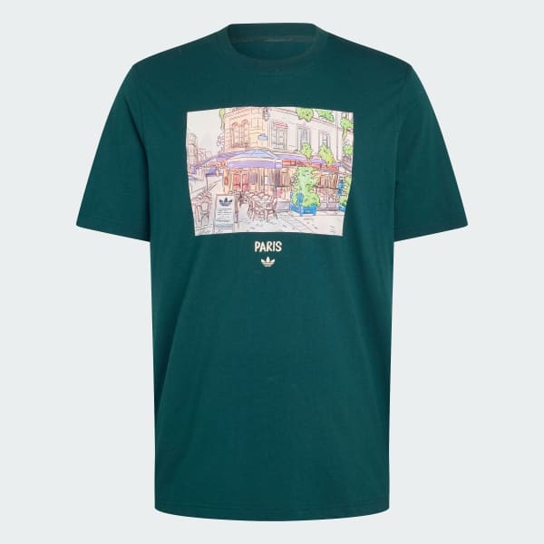 zelená TRIČKO PAINTING PARIS STREET VIEW GRAPHIC TEE