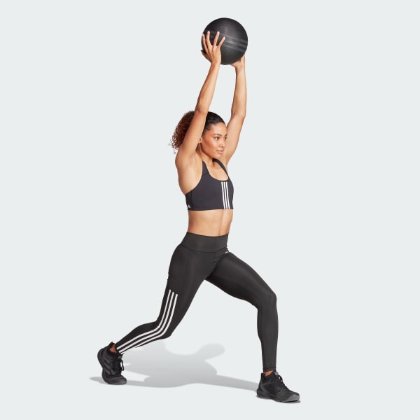 Black Optime 3-Stripes Full-Length Leggings