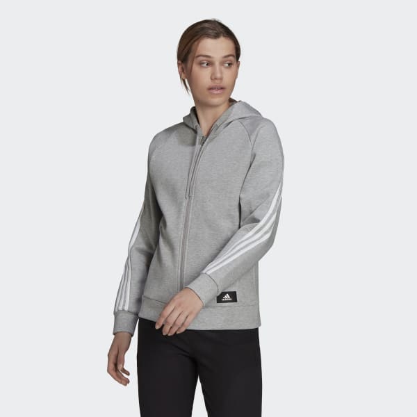 Grey Future Icons 3-Stripes Hooded Track Jacket T4530