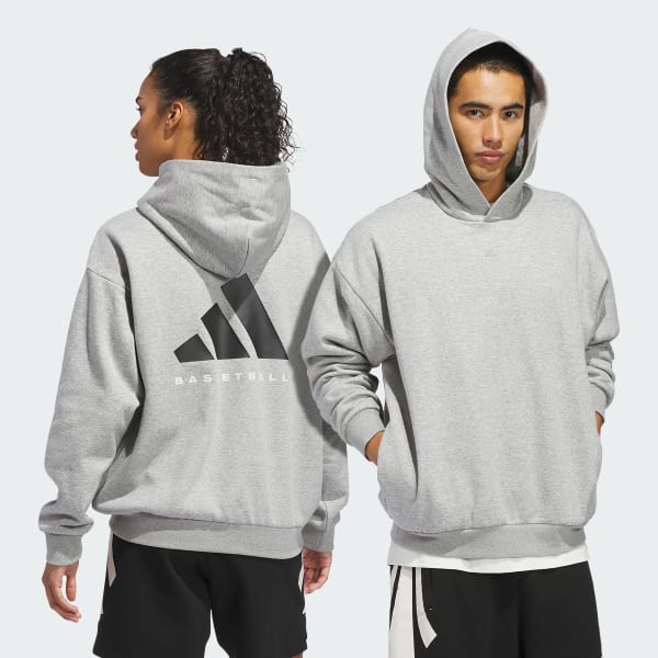 Grigio Felpa con cappuccio adidas Basketball Fleece (Neutral)