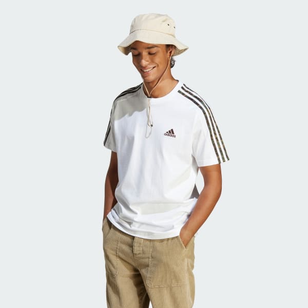 White Essentials Single Jersey 3-Stripes Tee
