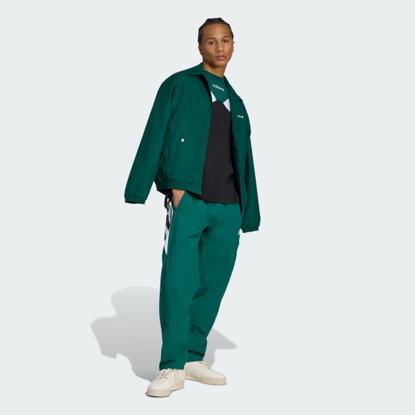 Green Brushed Woven Track Top