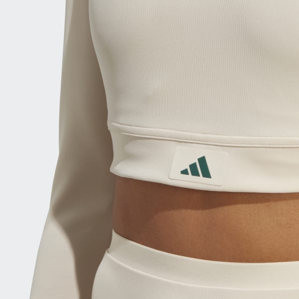 Beige Sports Club Long-Sleeve Top Crop Top