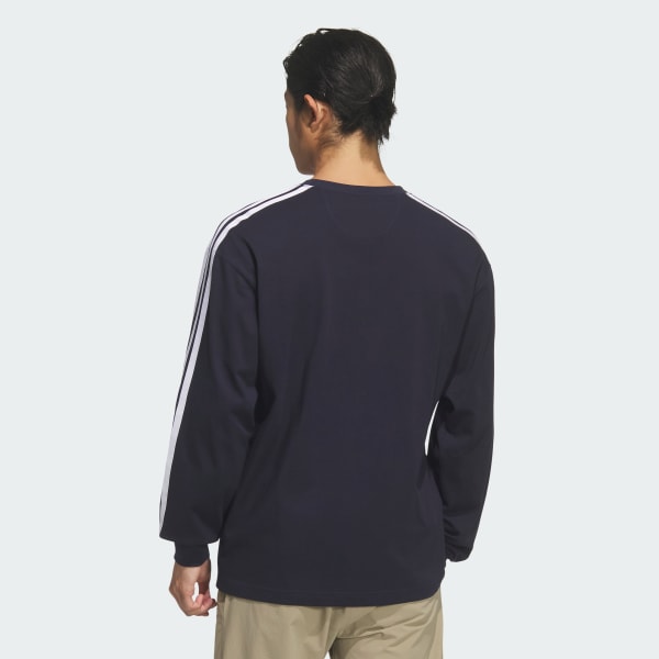 ブルー エッセンシャル プラス ルーズフィット スリーストライプス シングルジャージー 長袖Tシャツ