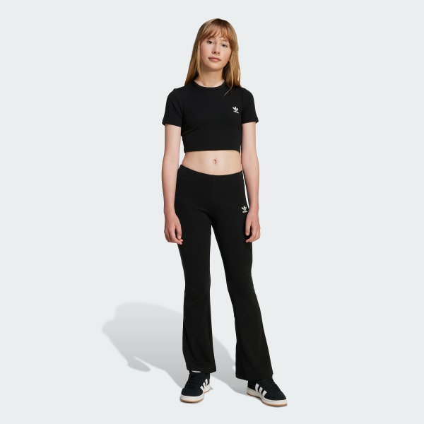 Negro Polera Corta Acanalada