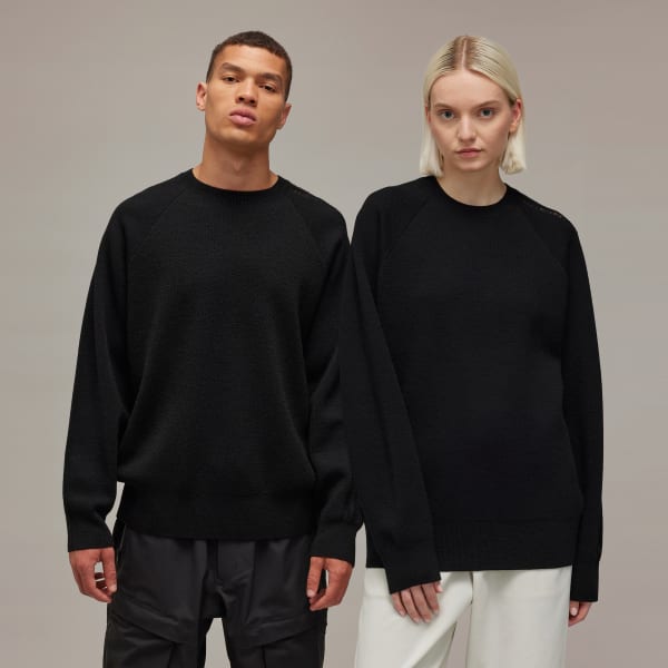 アディダス Y-3 LOGO KNIT CREW SWEATSHIRT - ブラック