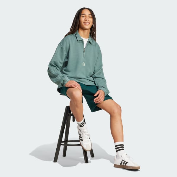 zelená Šortky ALL SZN French Terry Washed Half-Zip