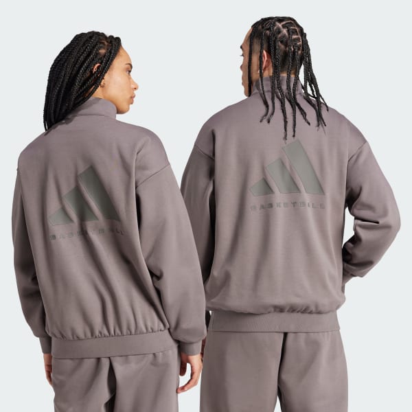 Castanho Sweatshirt de Meio-fecho adidas Basketball