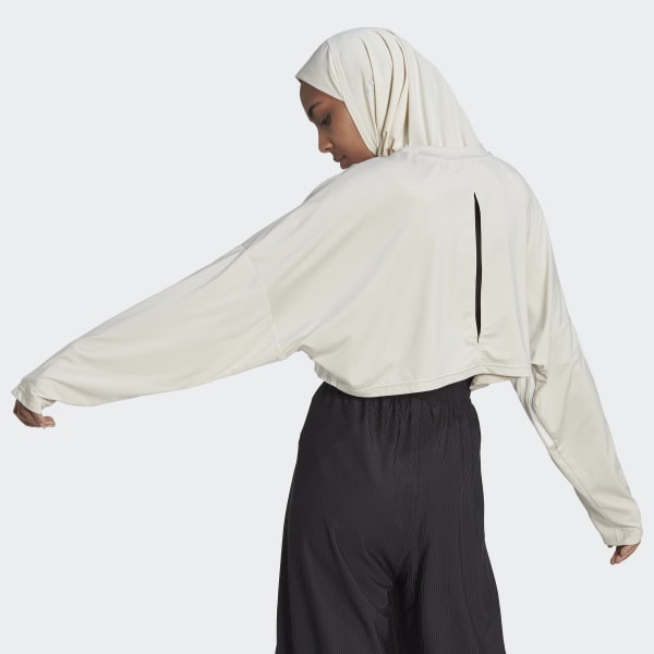 Beige Hyperglam Cut 3-Stripes Lightweight Oversized sweatshirt IR676