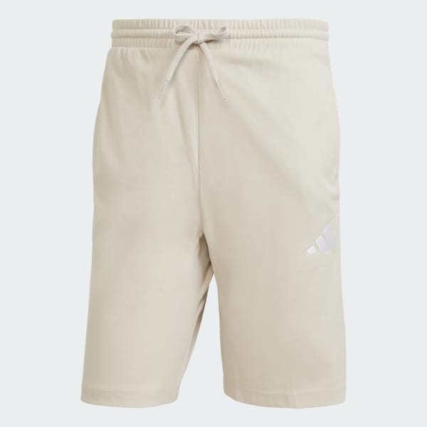 Beige Essential 3-Stripes Single Jersey Shorts 10-Inch