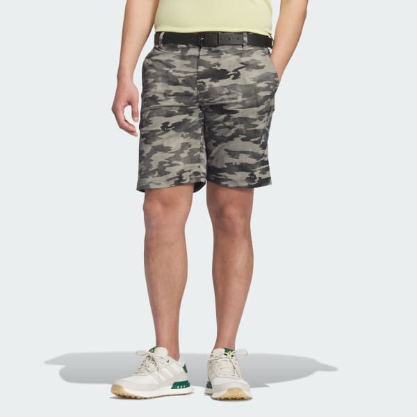 Green Allover Print Golf Shorts
