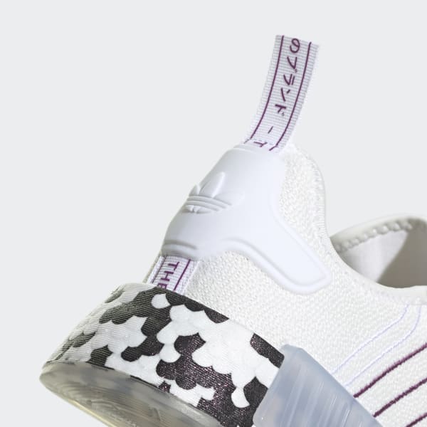 womens adidas nmd r1 speckle athletic shoe white active purple