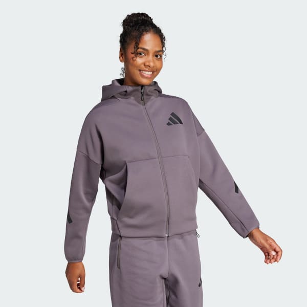 Gra adidas Z.N.E. Full-Zip hættetrøje