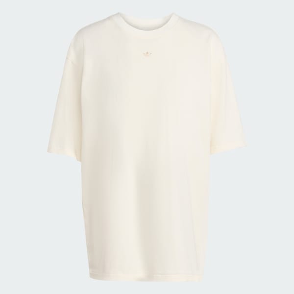 สีขาว เสื้อยืดโอเวอร์ไซส์ผ้าฟอก