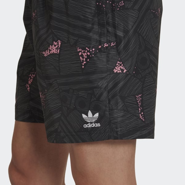 Black adidas Rekive Allover Print Swim Shorts IE426