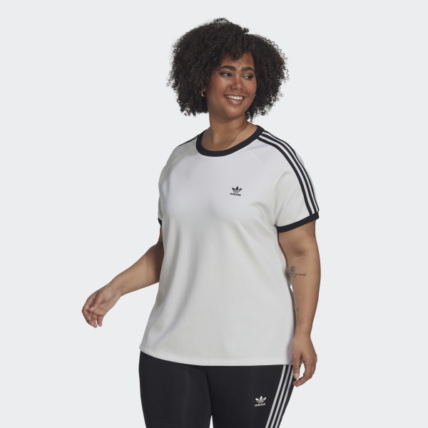 Branco T-shirt Justa 3-Stripes Adicolor Classics (Plus Size) KA107