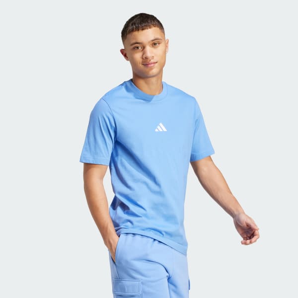 Blue Essentials Small Logo Single Jersey Tee