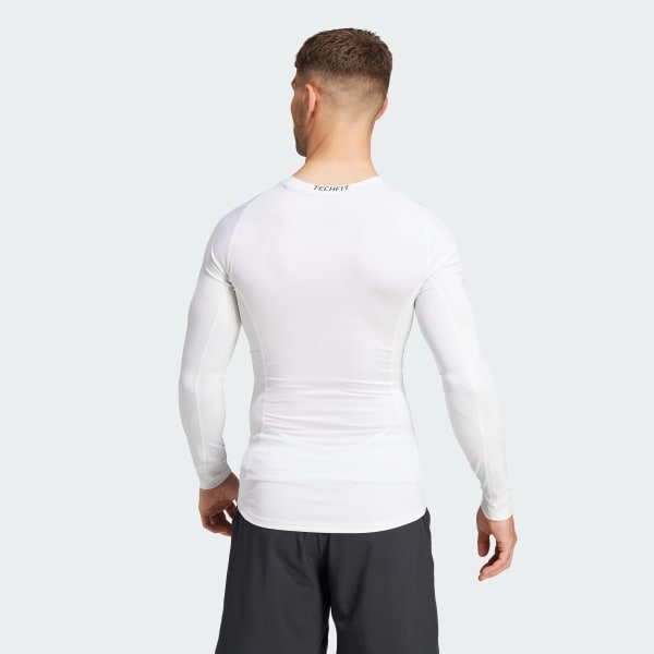 Blanco Playera de Entrenamiento de Compresión TECHFIT Manga Larga